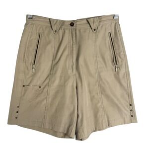 Jamie Sadock Women's Khaki Zip Pocket Pleated Front Shorts Size 8 Golf